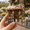 Loja de Flores Rústica Relevo em Resina Adesivo Magnético de Geladeira Miniatura de Casa de Flores Souvenir Cultural e Criativo Pequeno Presente