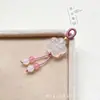 Colgante de Ágata de Lichi Pulsera de Hilo con Cuentas DIY Pulsera de Calcedonia Blanca Joyería Tejida Colgante Pequeño Encanto