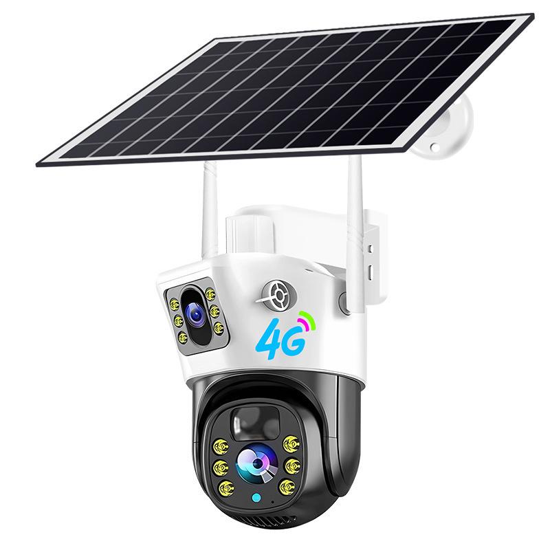 太阳能4G全景V380监控器无线手机远程室外双镜头枪球双目摄