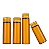 En stock: Viales de vidrio de 22 mm de diámetro, color ámbar, con tapas de rosca, adecuados para dispensar muestras, a prueba de luz, herméticos y resistentes a la humedad, tamaño mini