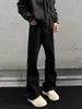 Jeans Retrô Americano Preto Cleanfit Scimitar para Homens, Calça Flare Bordada Versátil Tendência Outono Reta