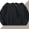Moletom masculino, estilo primavera e outono, gola redonda, manga longa, blusa básica, top versátil casual solto, roupas masculinas sem capuz