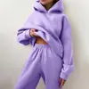 2026 Novo Conjunto de Moletom com Capuz Grosso de Cor Sólida Estilo Esportivo Casual da Moda Feminina Europeia e Americana Transfronteiriça para Mulheres