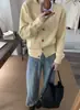 Abrigo casual bordado nuevo de primavera y otoño, suéter suave, cárdigan de punto de cuello redondo, top moderno para mujeres petite