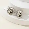 Pendientes Geométricos Versátiles de Moda Europea y Americana para Mujer Diseño de Nicho Pendientes Circulares de Cruz Pendientes de Invierno para Mujer