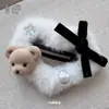 Pinza para el pelo de oso de terciopelo de otoño Estilo coreano Pinza para flequillo con lazo de perla Pasador Lujo ligero Gama alta Pinza Bb Accesorio para el cabello
