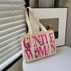 Bolsa de lona feminina tailandesa estilo múmia, nova bolsa de ombro simples com estampa de letras, 2024