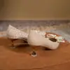 Sapatos femininos de salto alto estilo laço francês com strass e lantejoulas, sapatos de casamento elegantes, sapatos de noiva, bico fino stiletto sapatos de salto único