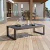 Sofá de aleación de aluminio para exteriores con reposabrazos de madera plástica para patio, terraza, balcón de villa, oficina de ventas, ocio, impermeable, protección solar, exportación