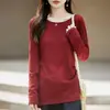 Nuevo Suéter de Punto Redondo para Otoño/Invierno 2026 de Manga Larga para Mujer, Color Sólido, Jersey de Punto Trenzado con Aberturas Laterales