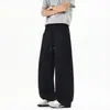 Pantalones de Hombre Verano Nuevo Estilo Color Sólido Pantalones Curvos Talla Grande Holgados Estilo Americano Corte Diagonal Remache Rectos Pantalones Casuales para Hombre