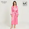 Nueva bata de seda transfronteriza de comercio exterior para mujer, 100% seda de morera, bata larga individual, ropa de casa simple de alta gama, bata de mañana