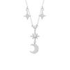 Collar de plata de ley 925 con diseño de luna para mujer, cadena de clavícula con borla de lujo y circonita, colgante de estrella estilo Ins