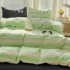 Ropa de Cama Ins Clase A Algodón Puro Juego de Cuatro Piezas Funda de Edredón Funda de Edredón de Algodón Puro Cama Sábanas de Cama Individual Dormitorio de Estudiante Juego de Tres Piezas