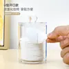 Caja de Almacenamiento de Algodón para Maquillaje de Escritorio Caja Transparente de Acrílico para Bastoncillos de Algodón Tocador con Tapa Estante de Almacenamiento para Polveras a Prueba de Polvo