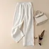 Pantalones de pierna ancha de algodón y lino ligeros para mujer, nuevo estilo de verano, corte holgado, adelgazantes, de cintura alta, finos, de pierna recta, informales