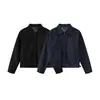 Yidao Vintage 2026 Otoño Nuevo Estilo Callejero Americano Chaqueta de Mezclilla Corta Holgada con Costuras de Contraste y Cuello Vuelta de Color Original