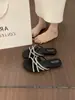 Chinelos Abertos Deslumbrantes em Estilo Francês com Tiras Cruzadas de Strass para Mulheres, Uso Externo de Verão, Sandálias Romanas Planas Confortáveis