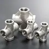 Codo Roscado Interno de Acero Inoxidable 304 de 45 Grados Conector Cruzado de Cuatro Vías Reductor de Tubería de Doble Rosca Interna