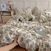 Nuevo Juego de Cama de Cuatro Piezas de Algodón Lavado Amigable con la Piel, Gasa de Doble Capa Estilo Francés Todo Algodón Sábana para Cama de Estudiante Funda de Edredón Funda de Almohada Sábana