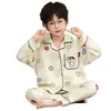 Pijama Infantil Primavera e Outono Algodão Imitado Verão para Meninas Fino para Casa Meninos Manga Longa Calça Longa Pijama para Ar Condicionado