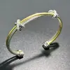 Pulseira David de Cabo de Aço Inoxidável com Design Único de Abertura Torcida Unissex Leve Luxo Moda