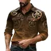 Camisa de manga larga para hombre, camisa casual de botones, camisa transpirable suave estilo étnico retro de mezclilla para hombre