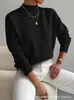 2025 Amazon Shein Más Vendido Cuello Redondo Transfronterizo Nuevo Suéter de Punto Comercio Exterior Color Sólido Manga Larga Suéter Pulóver
