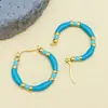 Diseño de nicho de acero inoxidable estilo europeo y americano, pendientes geométricos de titanio esmaltado de bambú simples y elegantes, joyería con goteo de aceite