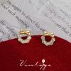 Pendientes de lazo circular con aguja de plata 925 de Corea del Sur, pendientes de circonita dulce, pendientes elegantes y modernos de nicho para mujer.