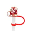 Protector de pajita de silicona de dibujos animados compatible con botellas de agua Stanley, tapa de pajita a prueba de polvo y manchas, decoración de regalo de Navidad