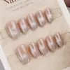 Novas Unhas Postiças de Comprimento Curto em Cores Translúcidas Nude, Estilo Hailey para Instagram, Vibe Menina Estilo Coreano, Arte de Unhas Suave e Bonita, Peças de Unha Prontas