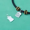 Placa Cuadrada de Plata S925 Dios de la Riqueza Palabras Auspiciosas Accesorio Estilo Tíbet Dios de la Riqueza Colgante de Nube Accesorio para Pulsera DIY Bodhi