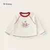 Marca G, seleccionado de Huzhou Zhi Li, camiseta de manga larga para niña, diseño de dibujos animados, camiseta interior para niños, cuello redondo, top infantil de bloques de color