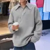 Moletom Patchwork Vintage Falso de Duas Peças com Gola Reversível para Homens, Tendência Primavera e Outono, Blusa Pulôver Casual Solta