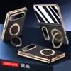Aplicable a Funda para Teléfono Xiaomi 18Fold Plegable Central Protección Eje Central Cobertura Completa Soporte Giratorio Redondo Funda con Borde Dorado Anticaídas