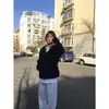 Moletom com Capuz Casual Preguiçoso para Mulheres no Outono e Inverno Moda Cardigã de Veludo Grosso com Zíper Jaqueta Versátil