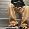 Marca da Moda High Street Jeans Preto e Cinza Tendência para Homens, Calça Larga de Corte Reto com Caimento Amplo, de Alta Qualidade, Forrada com Lã e Espessa