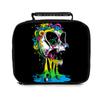 Bolsa de almuerzo portátil de moda universal con estampado de calaveras a color para estudiante oficina