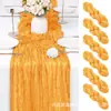 Amazon Transfronterizo Caminero de Mesa de Tela Arrugada Estilo Bohemio Gasa Retorcida Arrugada Decoración para Boda Fiesta Caminero de Mesa
