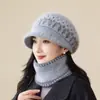 Chapéu de Lã Tricotado com Pelo de Coelho para Mulheres de Meia-Idade e Idosas Outono e Inverno com Forro de Fleece Heattech Chapéu de Pescador Moderno para Avós e Senhoras Idosas