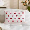 Funda de Almohada para Pareja Seleccionada Cuidadosamente Transfronteriza con Bordado de Toalla Roja, Bordado de Corazón Rosa, Funda de Almohada de Amor para el Día de San Valentín