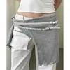 Cinturón negro ajustado de diseño único con tachuelas, estilo Y2K dulce y genial, moda urbana para chicas atrevidas, decoración de cinturón de cuero de doble capa que ciñe la cintura