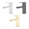 Acero Inoxidable 304 Gris Pizarra Baño Frío y Caliente Un Agujero Cuadrado Inodoro Lavabo Cerámico Grifo