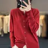 Cardigã de tricô redondo de manga comprida estilo francês para mulheres, casaco curto, suéter com design simples e estiloso, peça externa versátil, novo