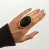 Anillo Ovalado de Piedra de Resina con Personalidad Exagerada Transfronterizo Europeo y Americano para Mujer, Anillo Abierto Geométrico Vintage, Joyería de Mano Estilo Ins