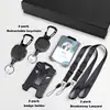 Pronto para Uso Transfronteiriço Fivela Retrátil Mosquetão de Alta Resistência Cordão Destacável Preto Porta-Crachá de Trabalho Pingente Fivela de Puxar Fácil