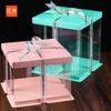 Caja cuadrada transparente para tartas de cumpleaños de doble capa, de 4, 6 y 8 pulgadas de alto, ideal para postres y repostería.