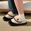 Pantuflas de Algodón Retro con Bloques de Color para Mujer, Invierno Estudiante Cálidas Casuales Hogar Moda Felpa Tendencia Nuevos Zapatos de Algodón