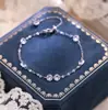 Pulsera de Plata de Ley s925 Súper Brillante para Clubbing para Mujer Moda de Alto Nivel Cristales Lentejuelas Joyería de Mano Estilo Lujo Ligero Diseñador Adornos